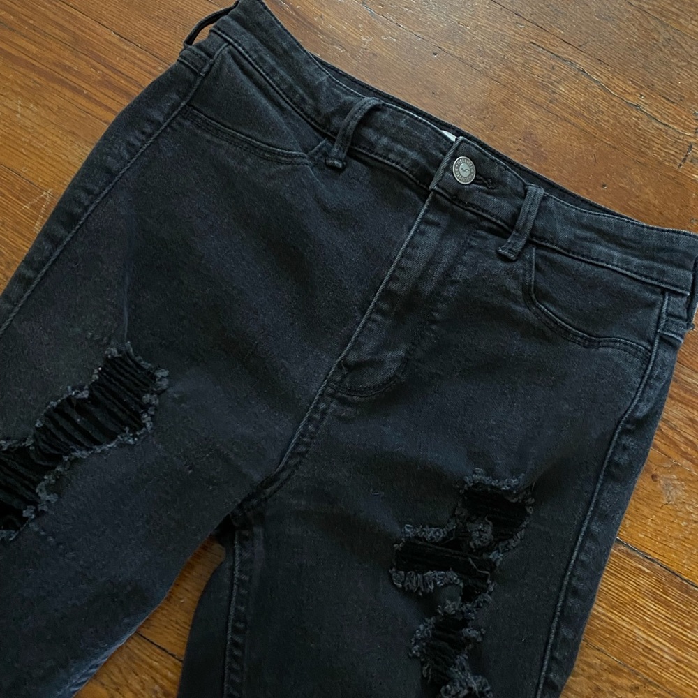 High Rise Black Distressed Jeans